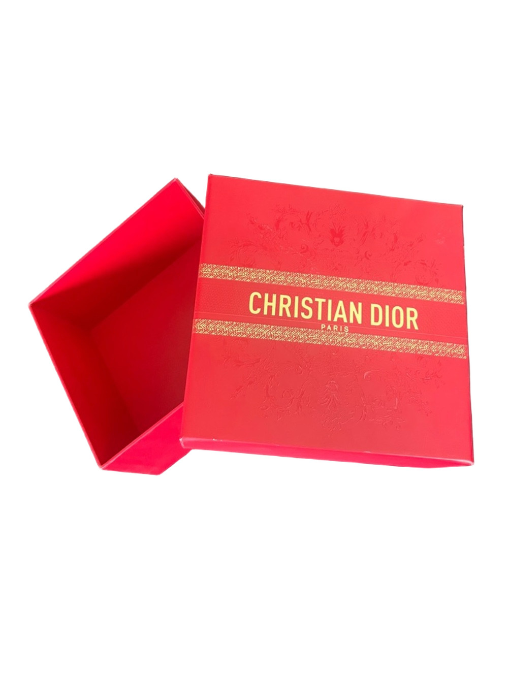 Dior Lunar New Year Red Gift Box with Gold Logo 8.25x8.25x4